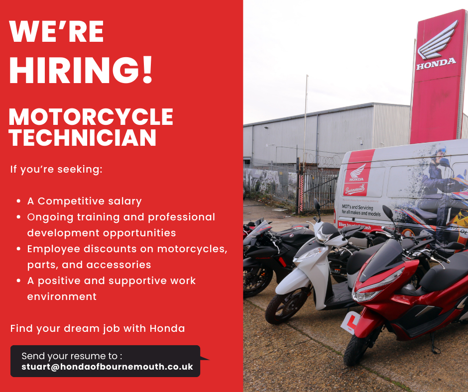 Jobs in the Motor Industry, Sales Executive Jobs in Bournemouth, Work for Honda of Bournemouth, Motorcycle Technician Jobs in Bournemouth