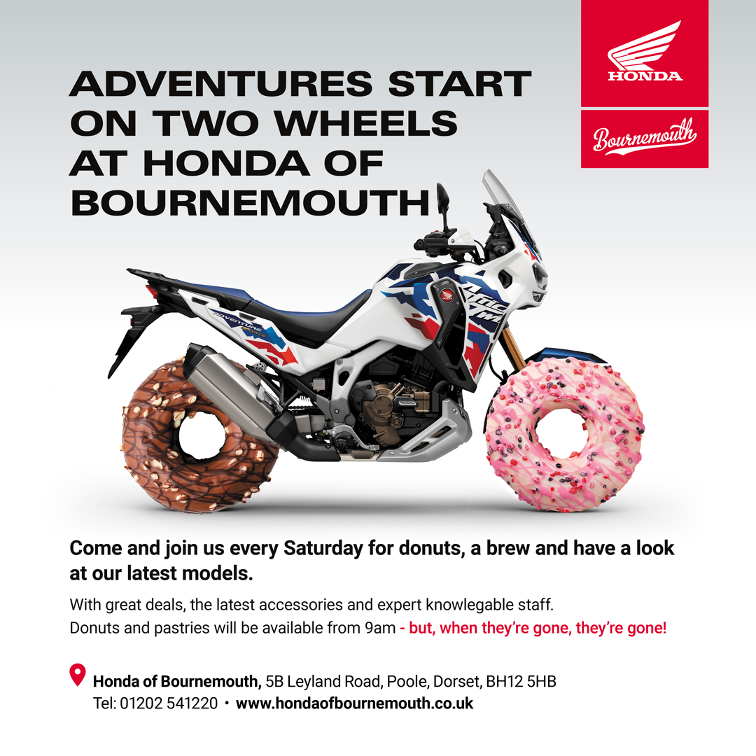 Find Bike Events in Bournemouth, New Honda Bikes, Events and Giveaways in Bournemouth, Honda of Bournemouth, Coffee Mornings at Honda, Free Donuts