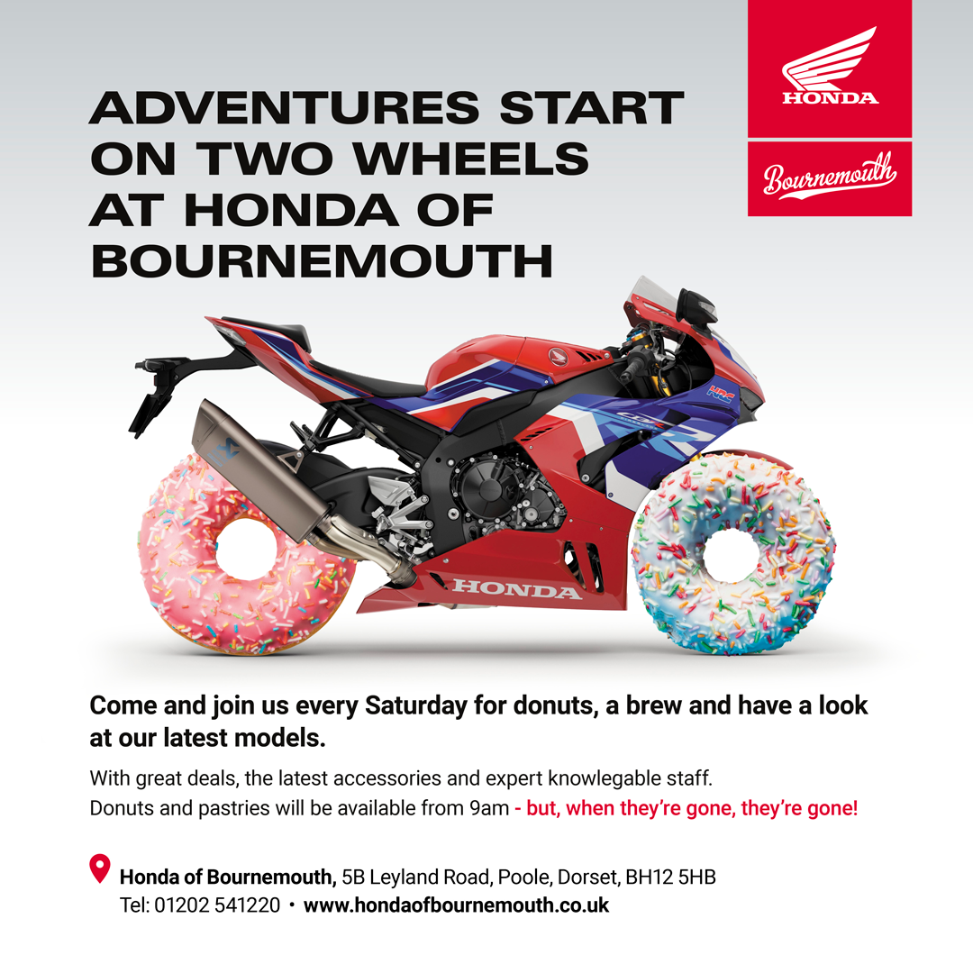 Find Bike Events in Bournemouth, New Honda Bikes, Events and Giveaways in Bournemouth, Honda of Bournemouth, Coffee Mornings at Honda, Free Donuts