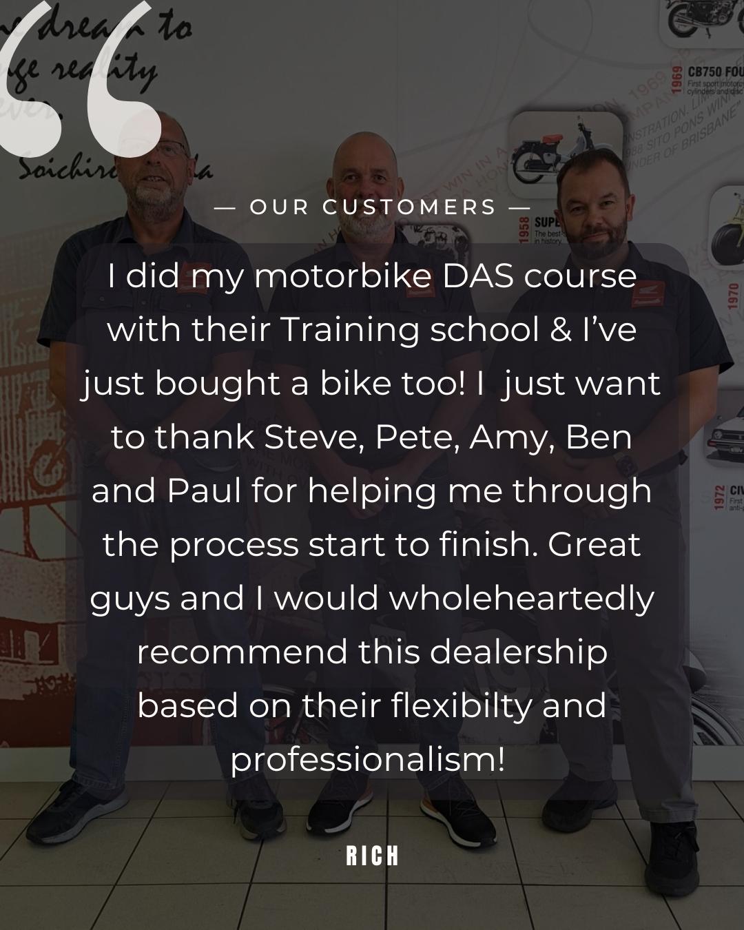 Customer Reviews | Buy New Bikes in Bournemouth | Honda of Bournemouth