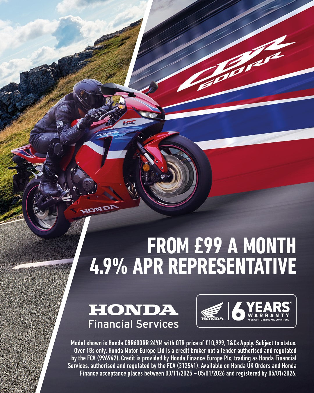 CBR600RR for £99 per month | December Bike Deals | Honda of Bournemouth, New Motorcycles