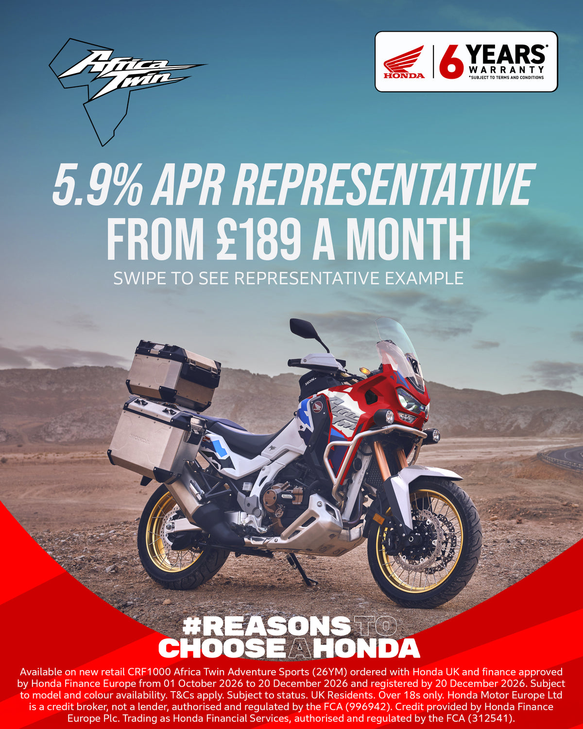 Honda CRF1100L Africa Twin Adventure Sports | Honda Of Bournemouth