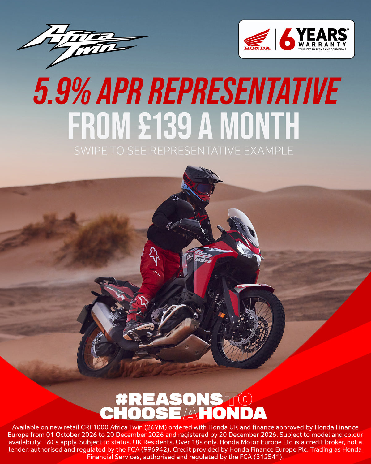 Honda CRF1100L Africa Twin Adventure Motorcycle Offers | Honda Of Bournemouth