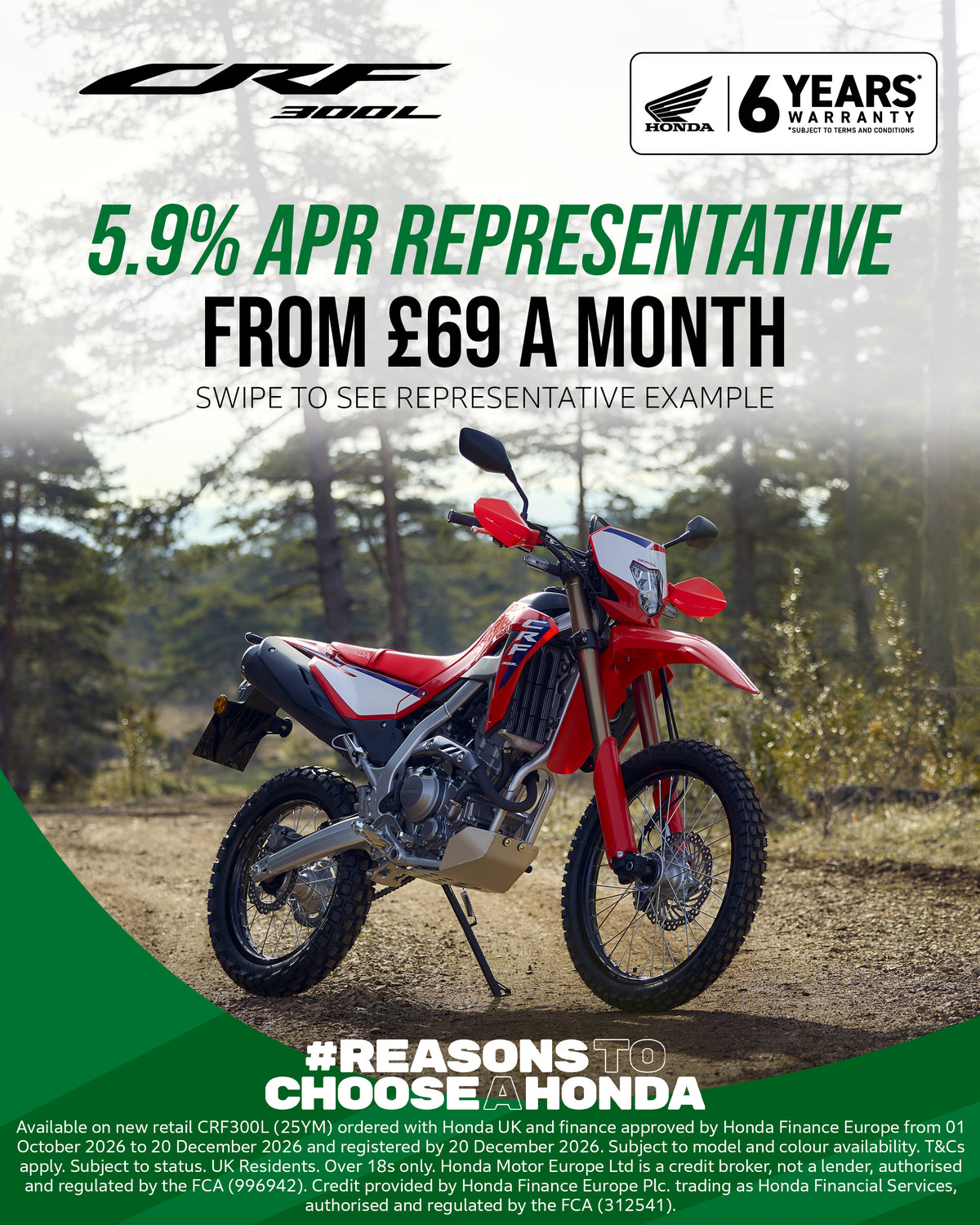 Red Honda CRF300L | Honda Of Bournemouth