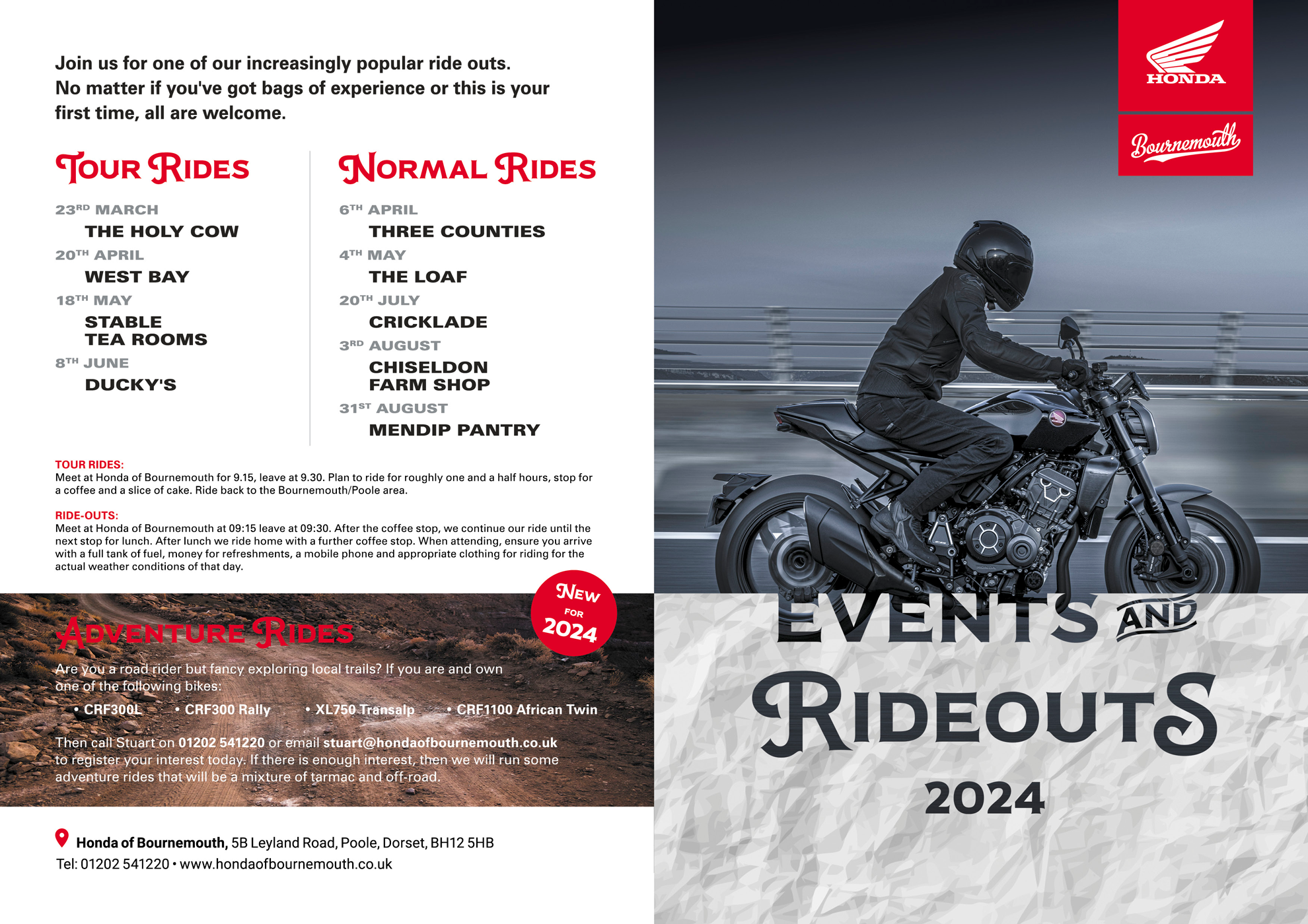 Honda of Bournemouth, Events and Ride Outs, Motorcycle Enthusiasts, Bikers in Dorset