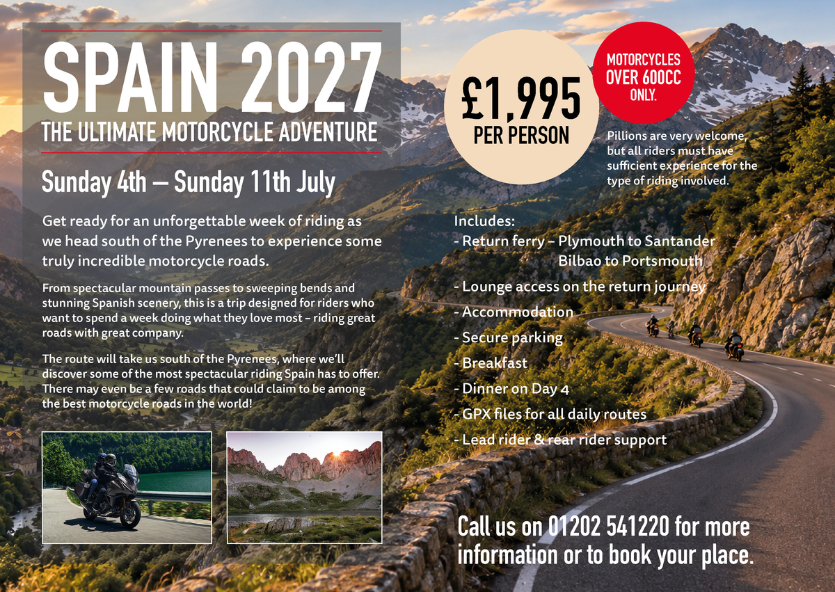 Motorcycle touring event with Honda of Bournemouth | Bike Events in Spain