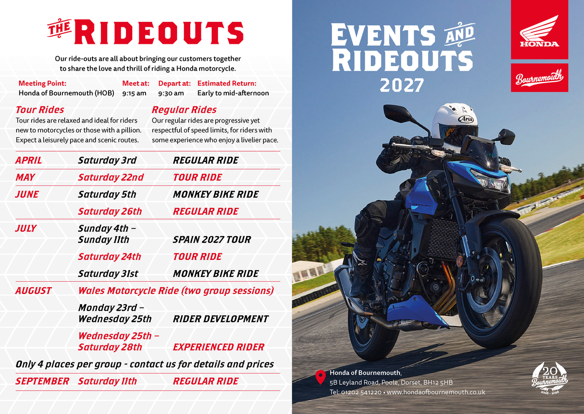 Motorcycle ride out with Honda of Bournemouth riders in Dorset | Honda of Bournemouth